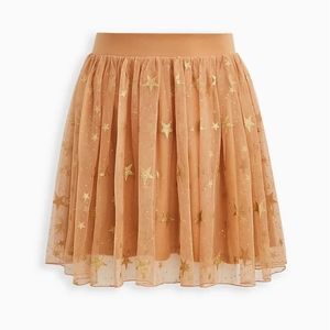 Torrid Mini Skirt, Tulle Glitter Star Brown & Gold, Torrid Size 3 (3X).